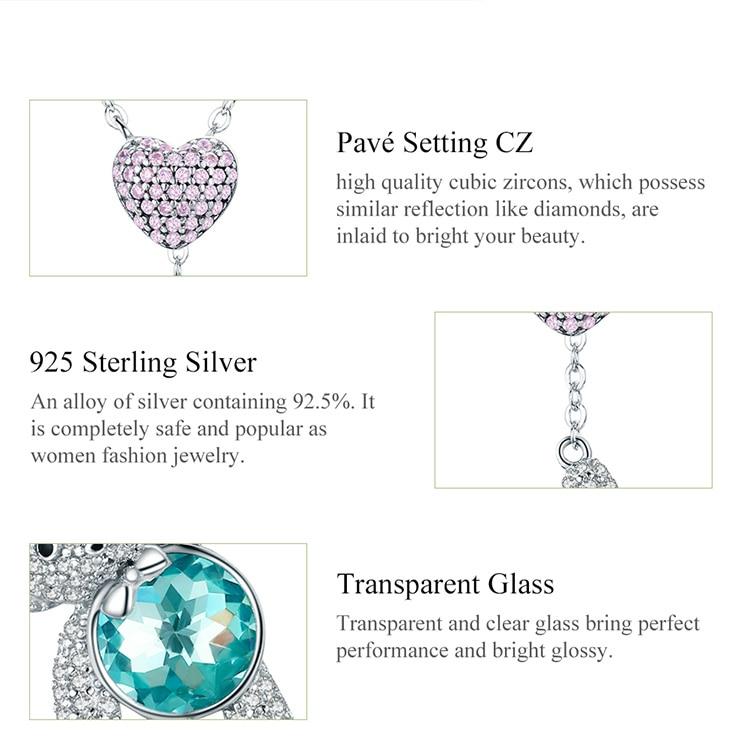 Heart Shaped Pink Cubic Zirconia Animal Pendant Necklace