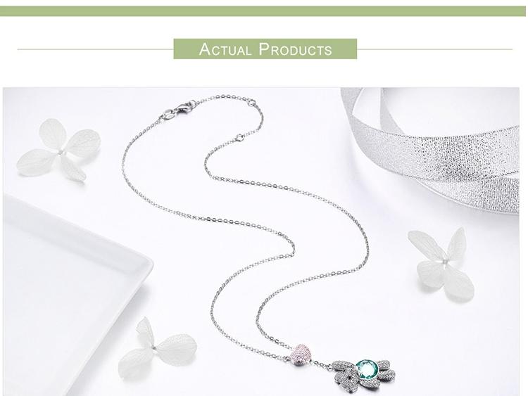 Pink CZ Heart And Cute Bear Animal Pendant Necklaces crafted in Sterling Silver | CZ Jewelry Online | www.atgjewellery.com