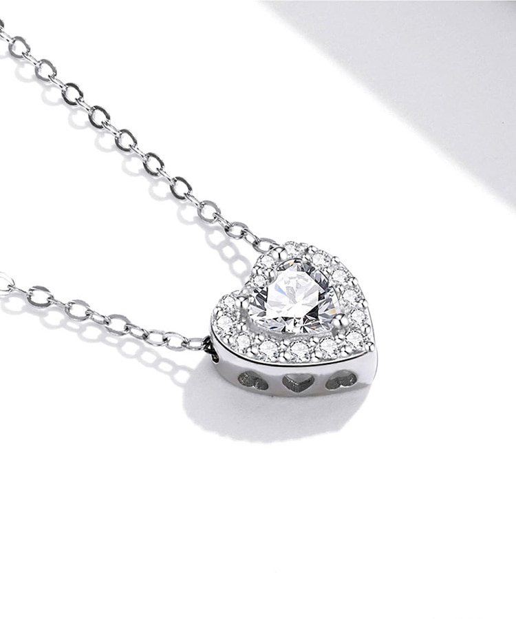 Shiny Heart Shaped Cubic Zirconia Charm Necklace crafted in Genuine Sterling Silver | CZ Charm Necklace Jewellery | www.atgjewellery.com