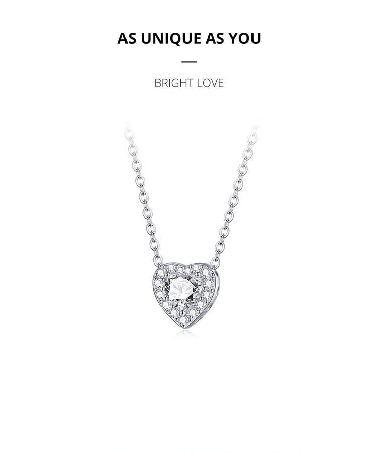 Shiny Heart Shaped Cubic Zirconia Charm Necklace crafted in Genuine Sterling Silver | CZ Charm Necklace Jewellery | www.atgjewellery.com