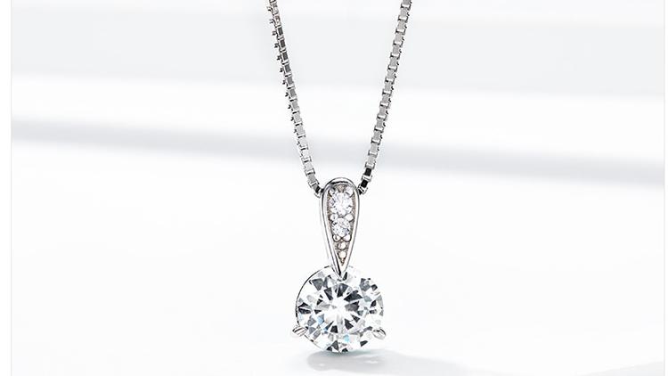 Radiant Clear Minimalist Cubic Zirconia Pendant Necklace fashioned on Sterling Silver | Clear CZ Pendant Necklace| www.atgjewellery.com