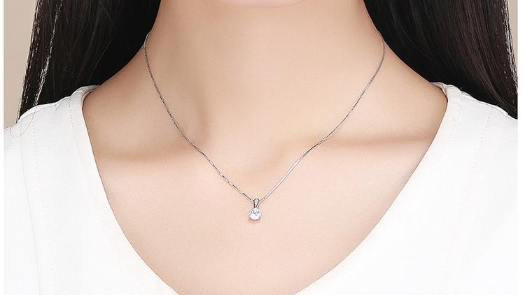 Radiant Clear Minimalist Cubic Zirconia Pendant Necklace fashioned on Sterling Silver | Clear CZ Pendant Necklace| www.atgjewellery.com