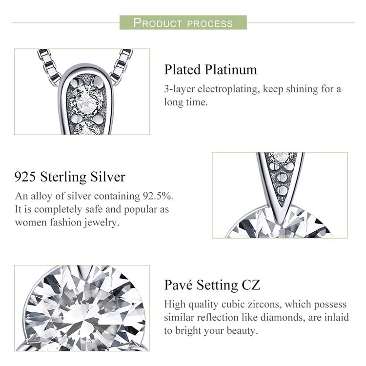 Radiant Clear Minimalist Cubic Zirconia Pendant Necklace fashioned on Sterling Silver | Clear CZ Pendant Necklace| www.atgjewellery.com