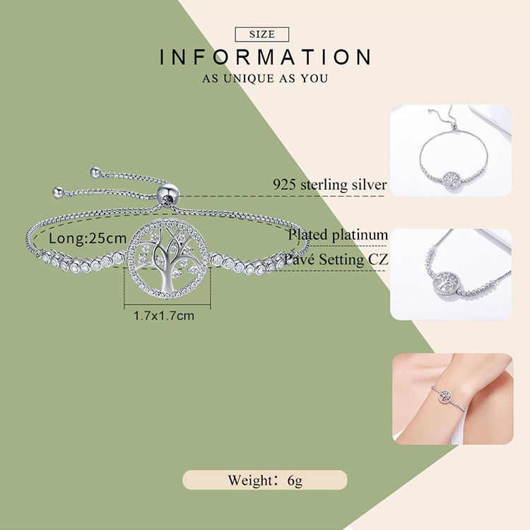 CZ Tennis Bracelet- Tree of Life made with Genuine Sterling Silver | Cubic Zirconia Jewelry| atgjewellery.com