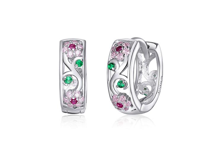 Cubic Zirconia Spring Flower Hoop Earrings Jewellery crafted in Genuine Sterling Silver | CZ Hoop Earrings | www.atgjewellery.com