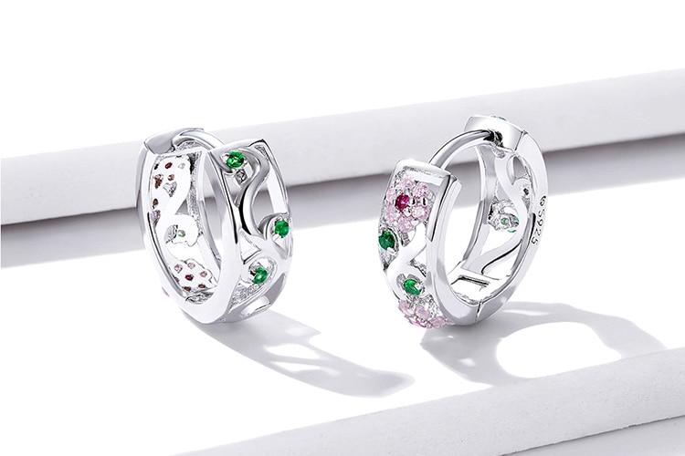 Cubic Zirconia Spring Flower Hoop Earrings Jewellery crafted in Genuine Sterling Silver | CZ Hoop Earrings | www.atgjewellery.com