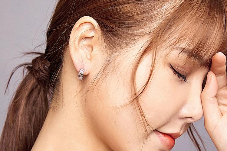 Cubic Zirconia Spring Flower Hoop Earrings Jewellery crafted in Genuine Sterling Silver | CZ Hoop Earrings | www.atgjewellery.com