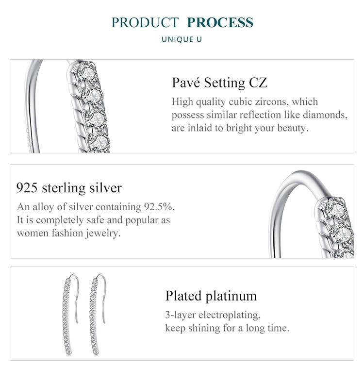 Minimalist Line Cubic Zirconia Hook earrings fashioned in Sterling Silver | CZ hook earring | www.atgjewellery.com