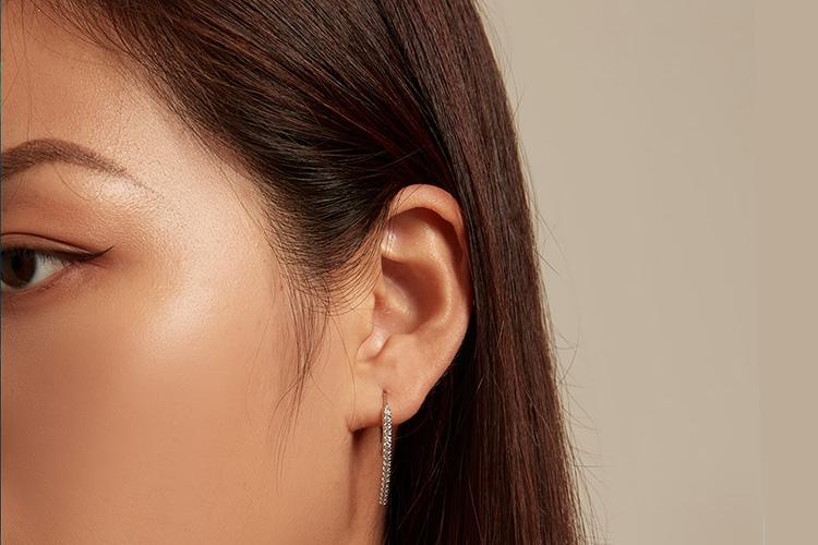 Minimalist Line Cubic Zirconia Hook earrings fashioned in Sterling Silver | CZ hook earring | www.atgjewellery.com