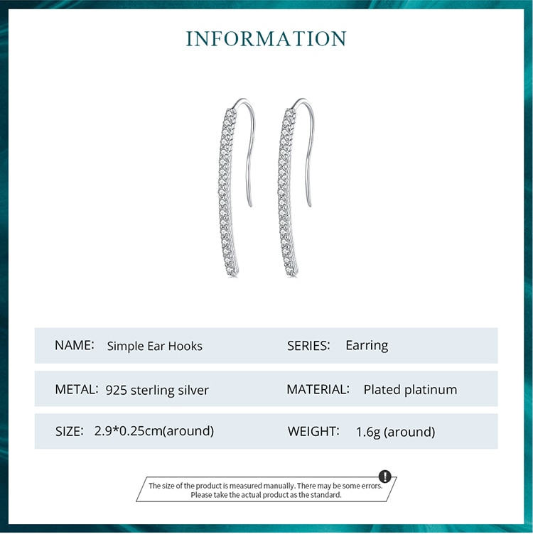 Minimalist Line Cubic Zirconia Hook earrings fashioned in Sterling Silver | CZ hook earring | www.atgjewellery.com