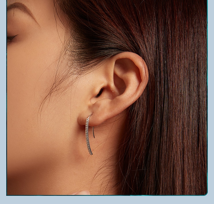 Minimalist Line Cubic Zirconia Hook earrings fashioned in Sterling Silver | CZ hook earring | www.atgjewellery.com