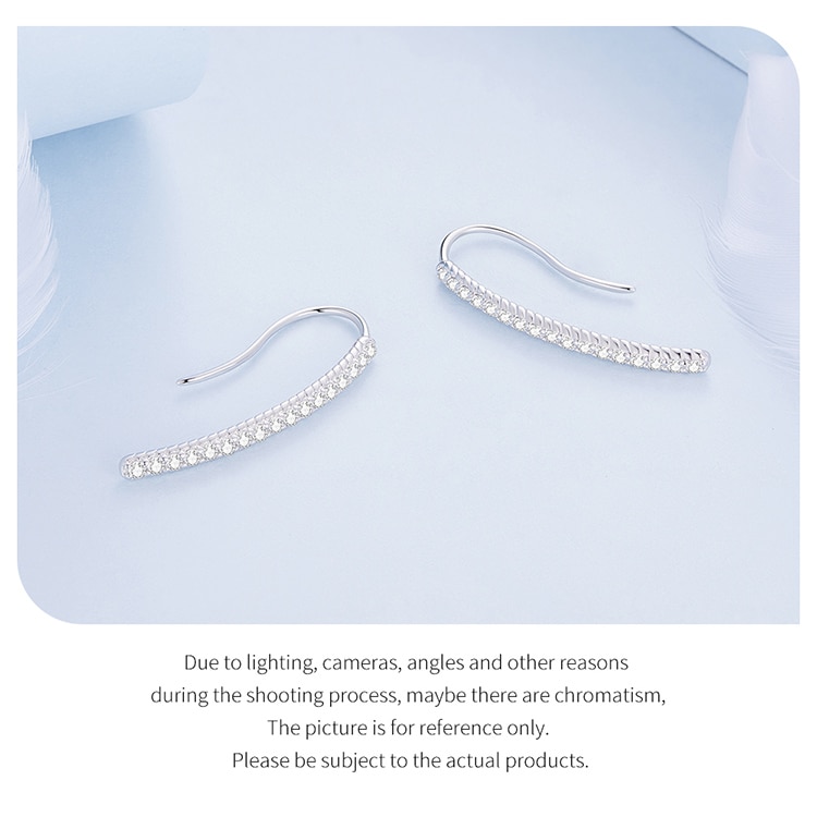 Minimalist Line Cubic Zirconia Hook earrings fashioned in Sterling Silver | CZ hook earring | www.atgjewellery.com