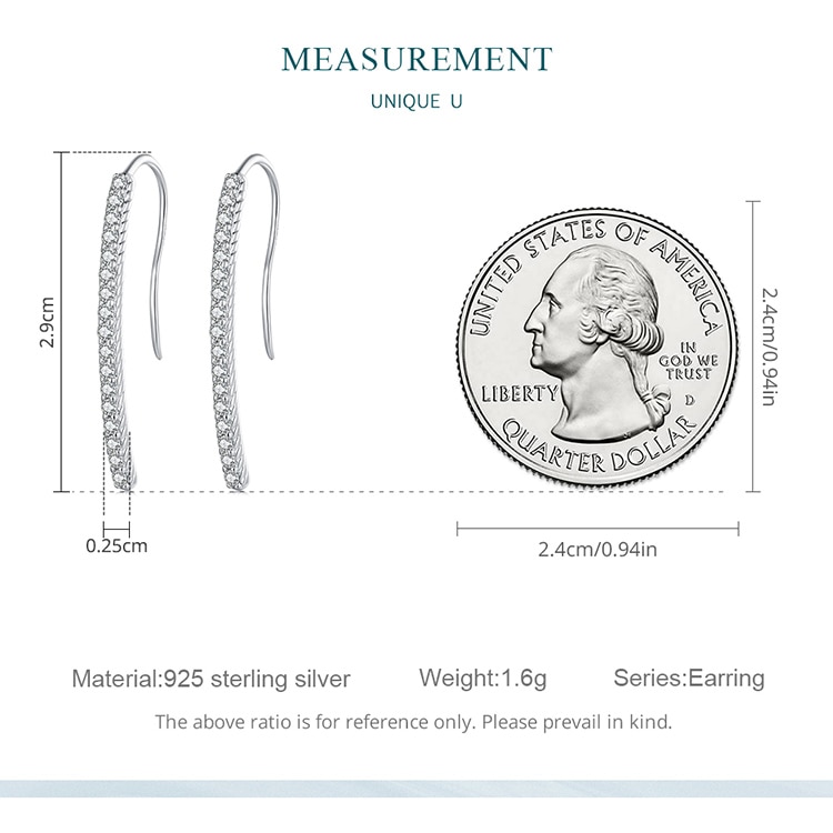 Minimalist Line Cubic Zirconia Hook earrings fashioned in Sterling Silver | CZ hook earring | www.atgjewellery.com