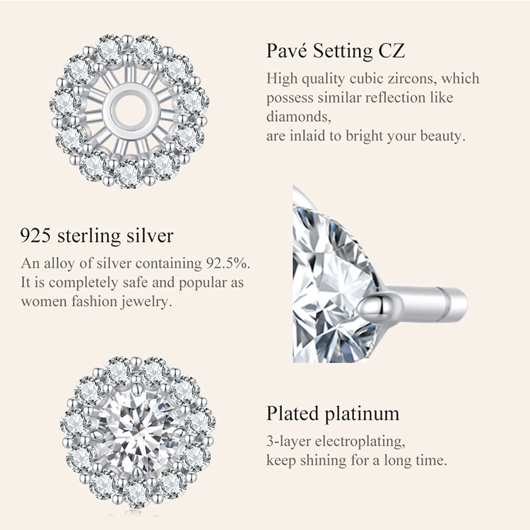 0.5ct Moissanite Stud Earrings featuring dual design plated with Platinum crafted in Sterling Silver | Moissanite Dual Design Stud Earring | www.atgjewellery.com